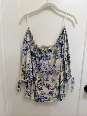 Lucky Brand Beige Floral Camisole with Blue & Green Print